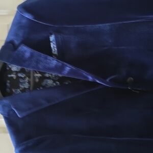 JF J.FERRAR BRAND MENS NAVY BLUE SOFT RIBBED SPORT COAT SIZE 36 REGULAR SLIM FIT